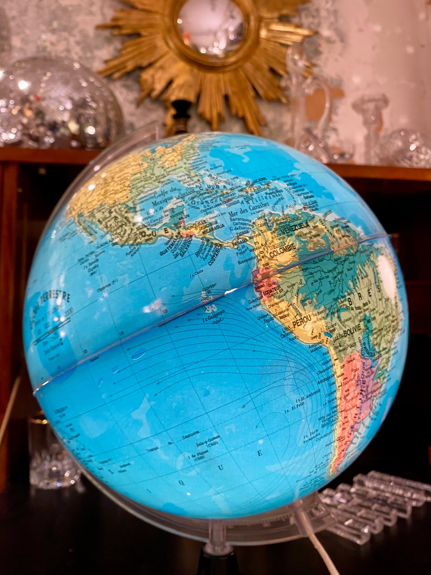 Lampe globe mappemonde italienne