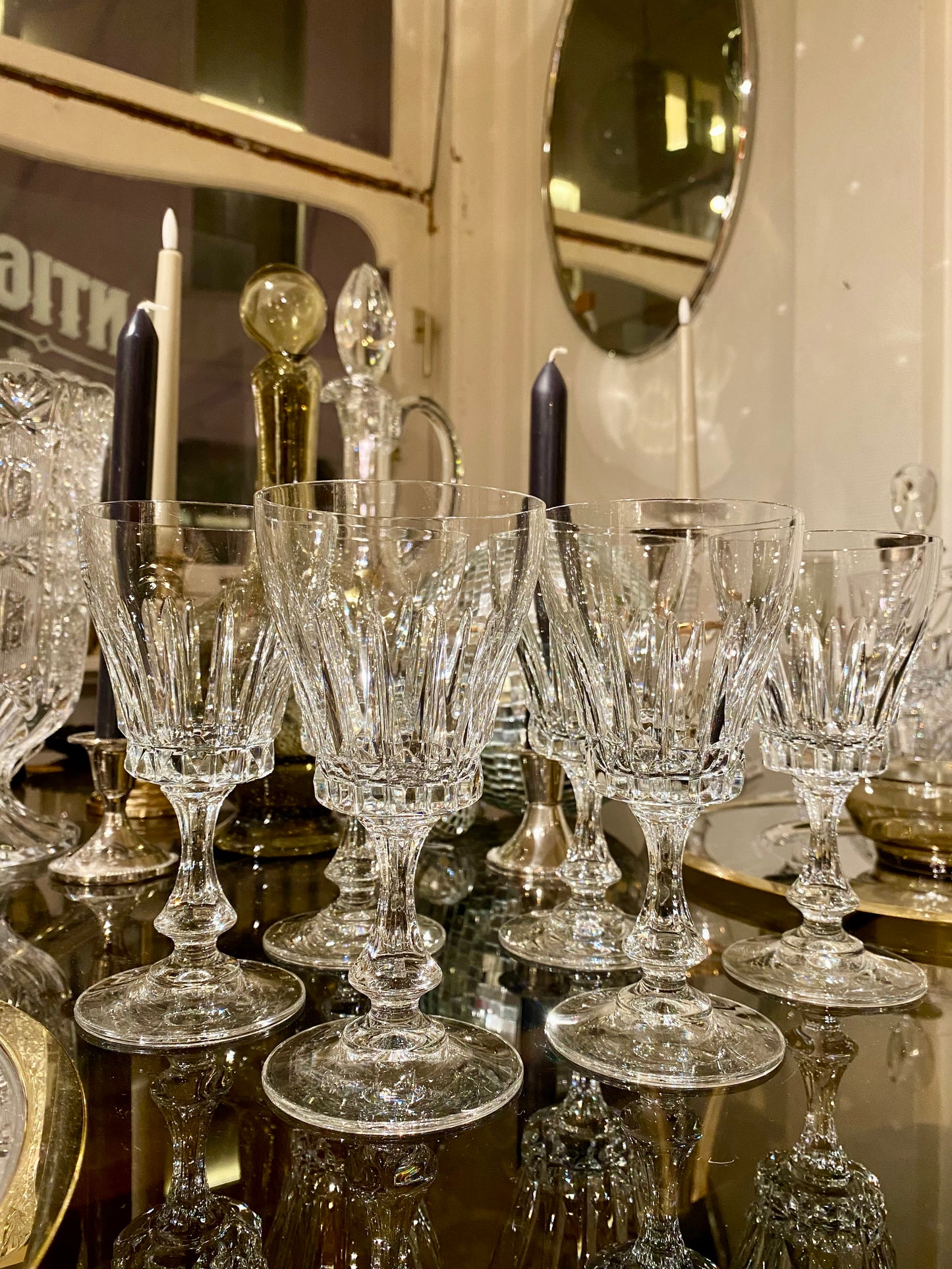 Lot de 6 verres à vin en cristal