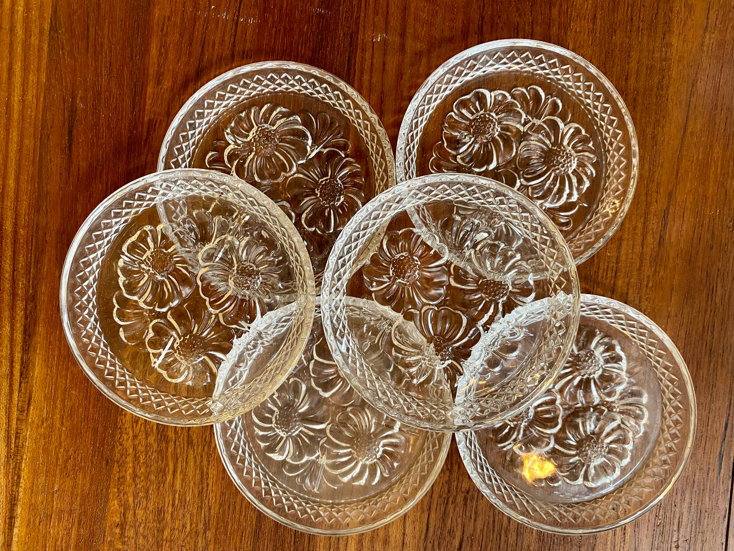 Paulette - Lot de 6 dessous de verres Cristal d’Arques en verre pressé/moulé