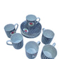 Lola - Ensemble en porcelaine 6 tasses et sous tasses vichy