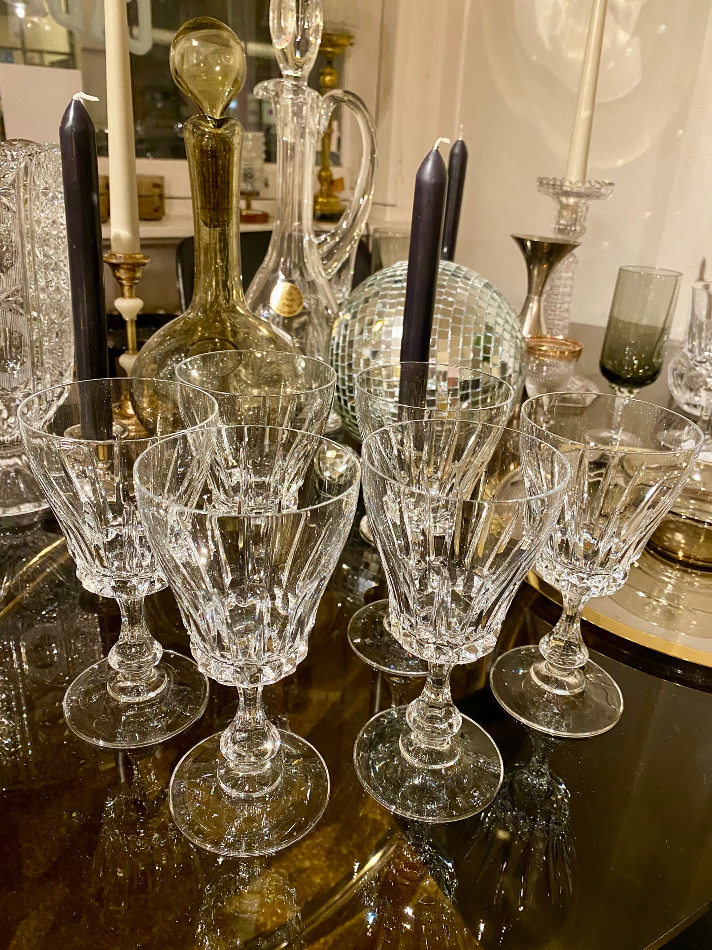 Lot de 6 verres à vin en cristal