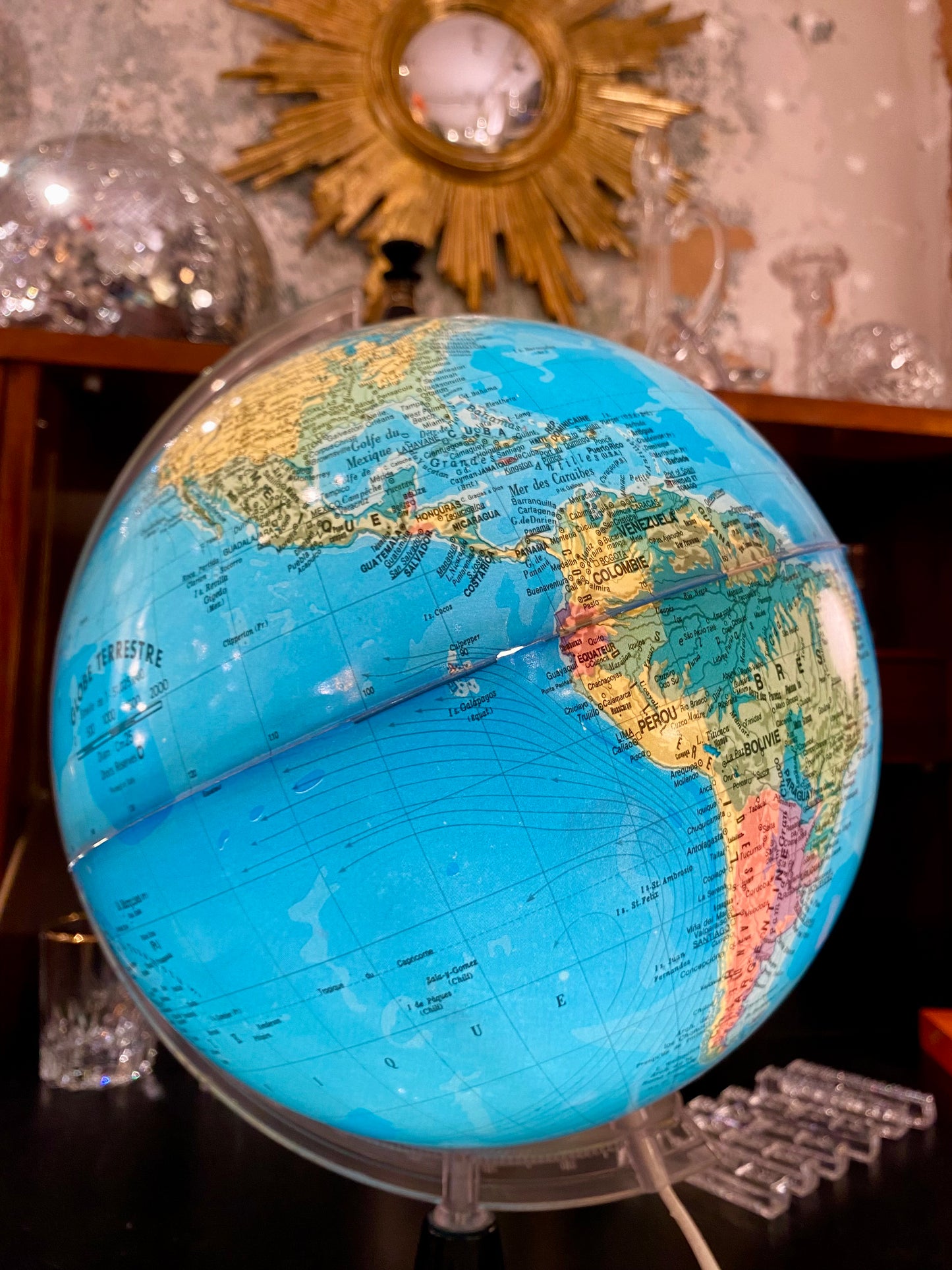 Lampe globe mappemonde italienne