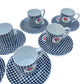 Lola - Ensemble en porcelaine 6 tasses et sous tasses vichy