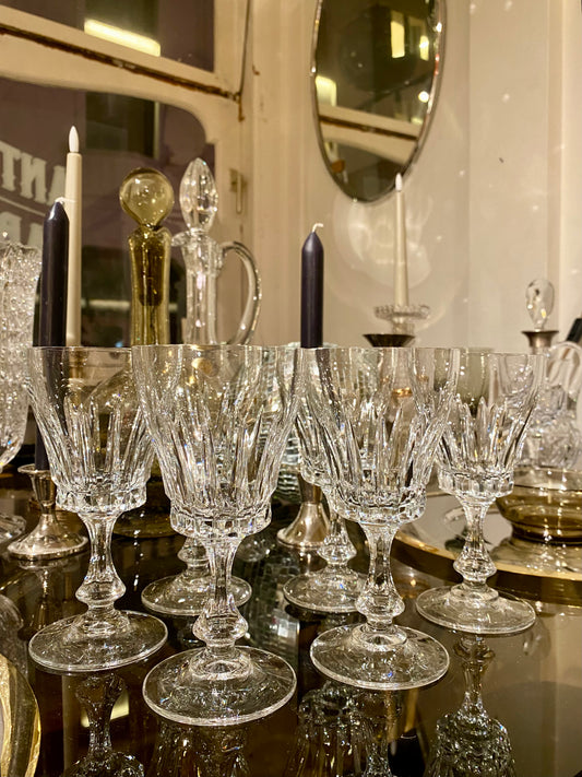 Lot de 6 verres à vin en cristal