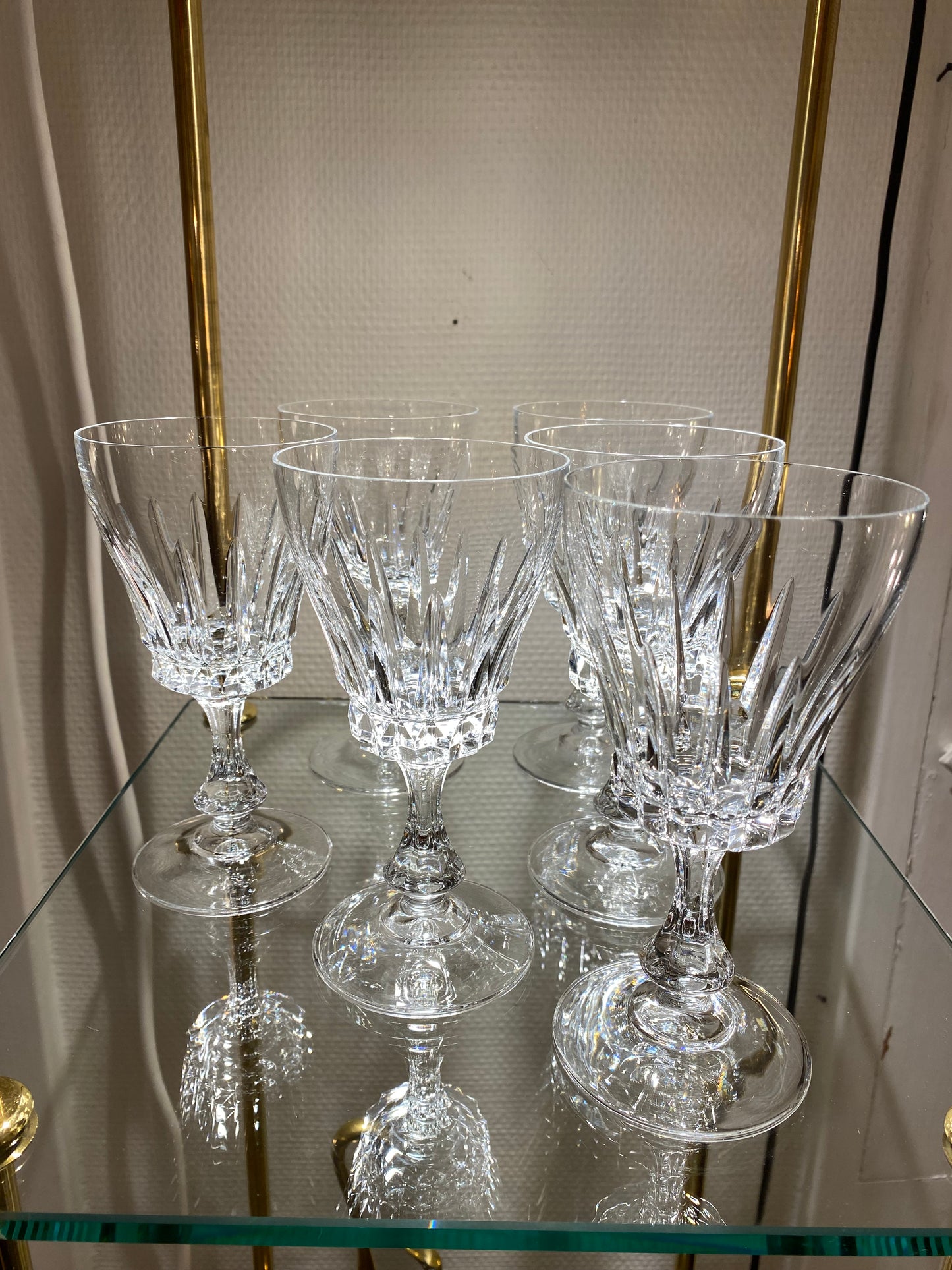 Lot de 6 verres à vin en cristal