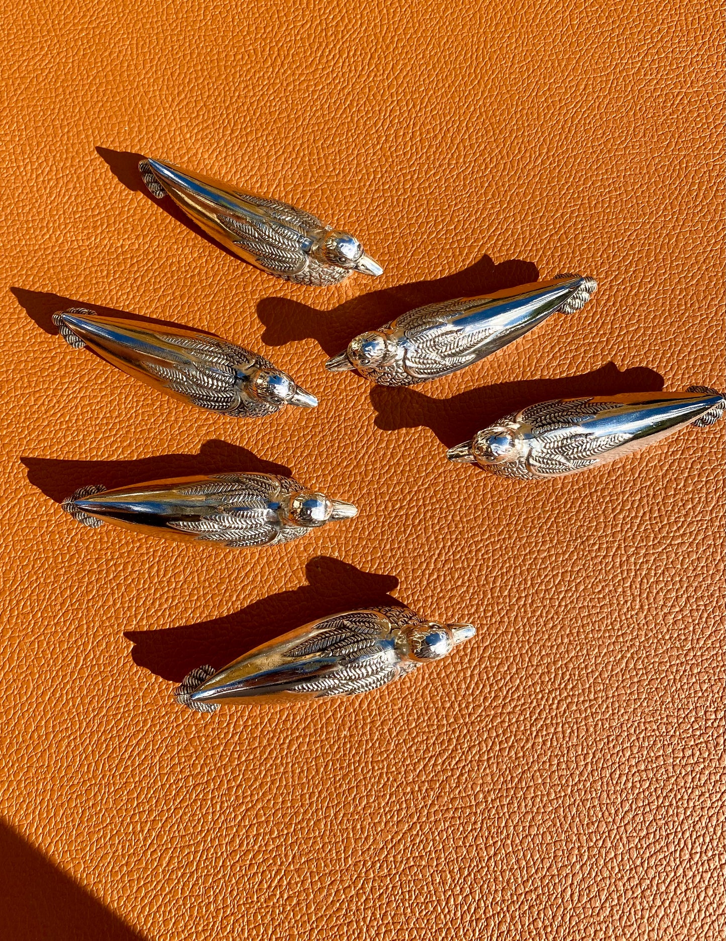 Lot de porte-couteaux canard en métal argenté