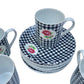 Lola - Ensemble en porcelaine 6 tasses et sous tasses vichy