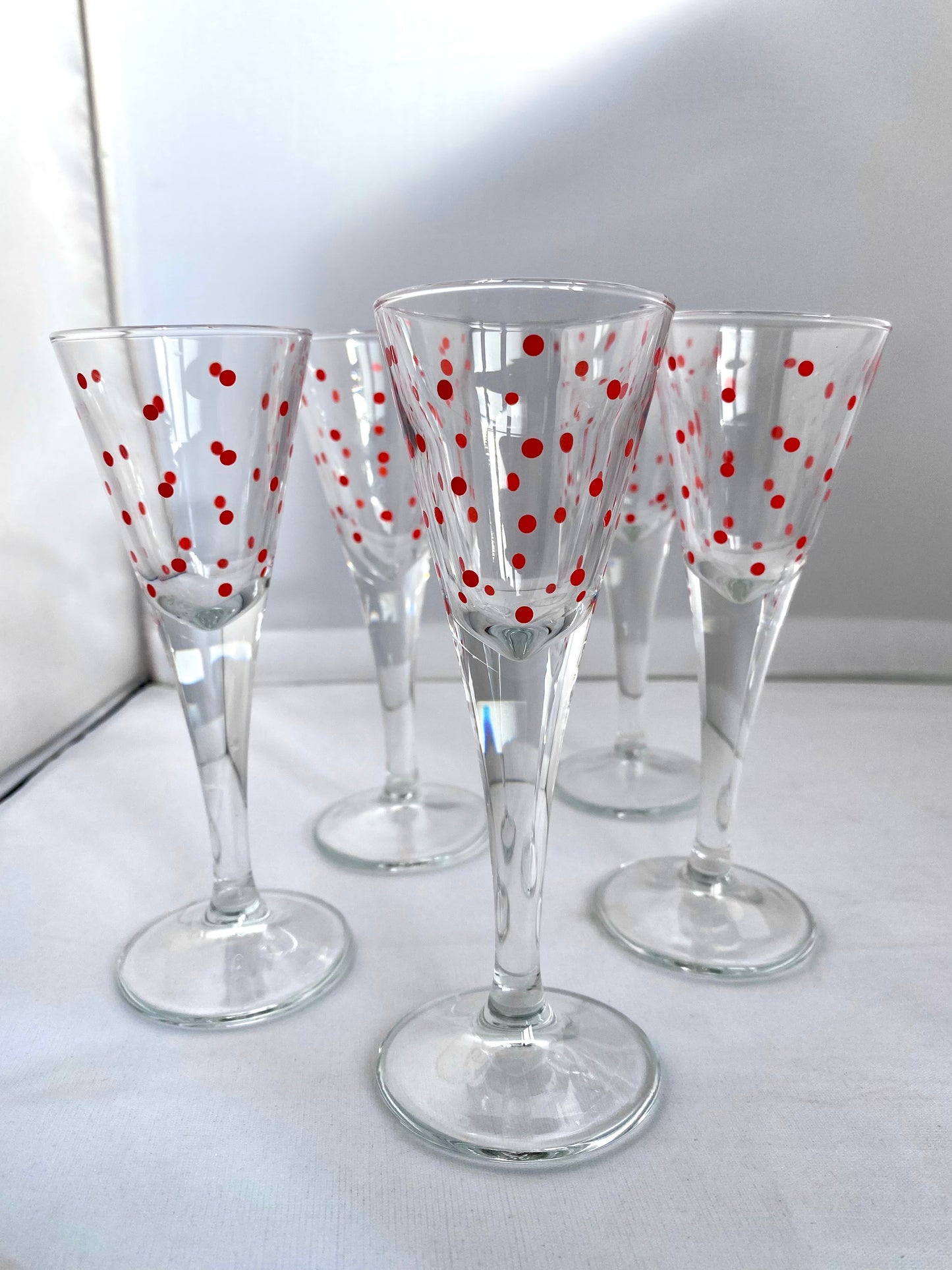 Lot de 5 verres à liqueur à pois