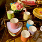 Ensemble de 6 tasses et sous-tasses multicolores en porcelaine