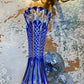 Vase bleu polonais cristal doublé