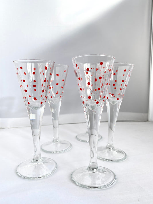 Lot de 5 verres à liqueur à pois