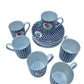 Lola - Ensemble en porcelaine 6 tasses et sous tasses vichy